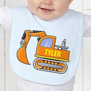 Personalized Construction Truck Baby Bib