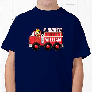 Personalized Youth T-Shirt - Jr. Firefighter - Youth Large (14-16) - Light Gray