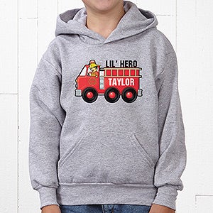 Personalized Youth Hooded Sweatshirt - Jr. Firefighter - Youth Large (12/14) - Black