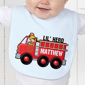 Personalized Jr. Firefighter Baby Bib