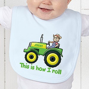 Personalized Farm Tractor Baby Bib