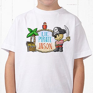 Personalized Youth T-Shirt - Lil' Pirate - Youth Small (6-8) - Black