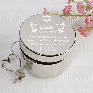 Bat Mitzvah Engraved Silver Keepsake Box