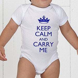 Keep Calm Personalized Apparel - Baby Bodysuit - Infant 6 Months - Grey
