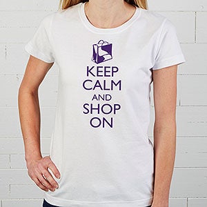 Personalized Keep Calm Ladies Fitted Tee - Ladies Large - White