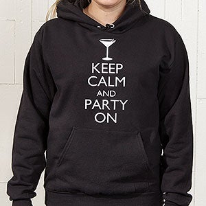 Personalized Keep Calm Black Hooded Sweatshirt - Adult Medium - Black