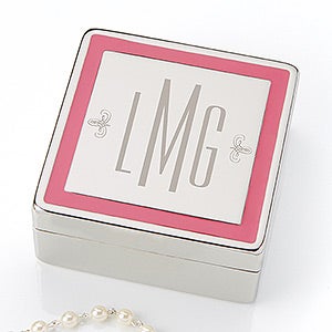 Engraved Pink Border Jewery Box - You Name It - Monogram