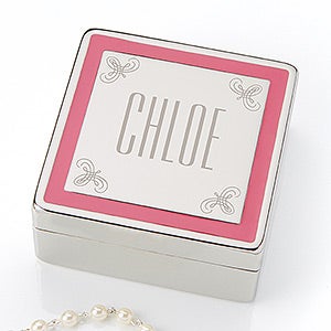 Pretty in Pink Engraved Jewelry Box- Name