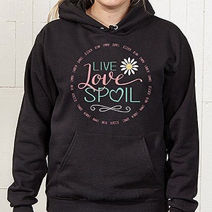 Personalized Live, Love, Spoil Apparel - Black Hooded Sweatshirt - Adult X-Large - Black