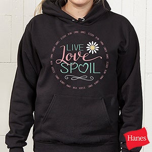 Live, Love, Spoil Black Hooded Sweatshirt