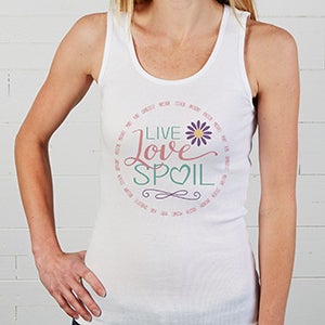 Live, Love, Spoil Personalized White Tank