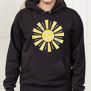 Personalized Black Hooded Sweatshirt - You Are My Sunshine - Adult Small - Black
