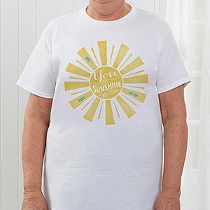 Personalized Adult T-Shirt - You Are My Sunshine - Adult XX-Large (Add $2) - White