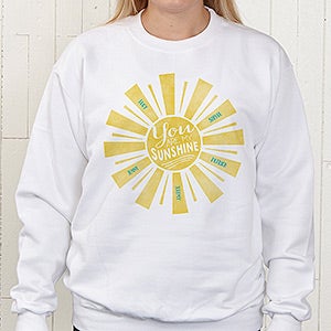 Personalized White Sweatshirt - You Are My Sunshine - Adult Large - White