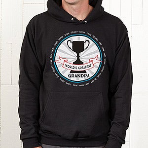 Personalized Black Hooded Sweatshirt - Grandpa's Fan Favorite - Adult Medium - Black