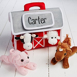 Personalized Plush Play Barn and 4 Farm Animals