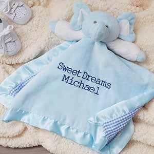Personalised Baby Puppy Comforter Blanket & Rattle Birth Christening Boy Gift 