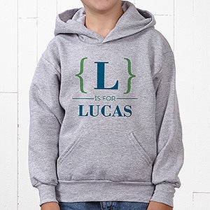 Personalized Name Bracket Apparel - Youth Hooded Sweatshirt - Youth Small (6/8) - Grey