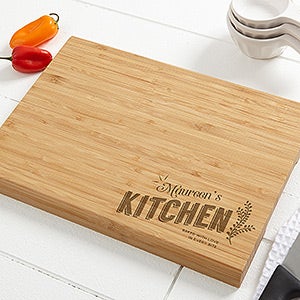 Her Kitchen Personalized Bamboo Cutting Board- 10x14