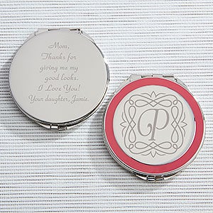 Enchanting Mother Engraved Pink Compact Mirrors