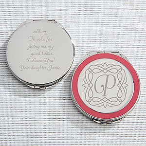 Enchanting Mother Engraved Pink Compact Mirror