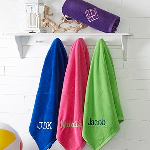 Colorful Embroidered 35x60 Beach Towel - Name
