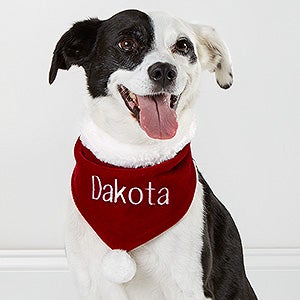 Personalized Velvet Christmas Dog Bandana - Santa Paws - Small