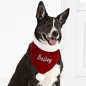 Santa Paws Personalized Velvet Dog Bandana-Large