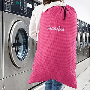 Embroidered Pink Laundry Bag