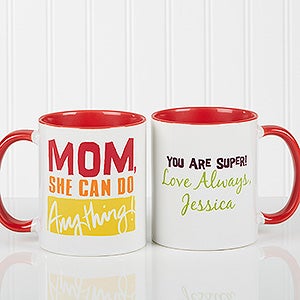 Personalized Red Novelty Coffee Mugs - Thanks Mom, I Turned Out Awesome