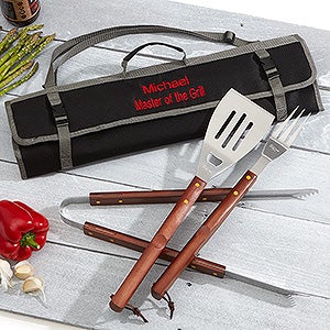 Grill Master Personalized 3pc BBQ Tool Set and Carry Tote