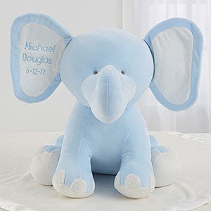 Embroidered Jumbo Plush Elephant - Blue