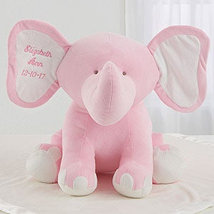 Embroidered Jumbo Plush Elephant - Pink