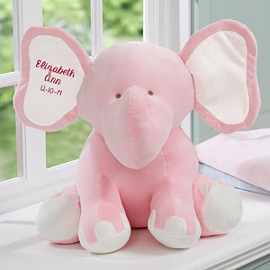 Embroidered Jumbo Plush Baby Elephant - Pink