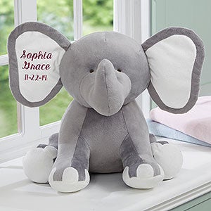Embroidered Jumbo Plush Baby Elephant - Grey