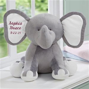 Embroidered Jumbo Plush Baby Elephant - Grey