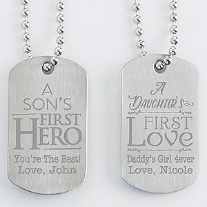 Personalized Dog Tag Set Of Two - First Hero, First Love