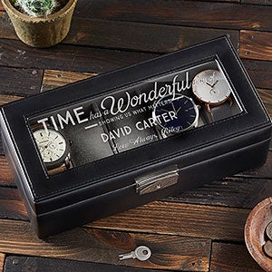 Engraved Glass Leather Watch Box