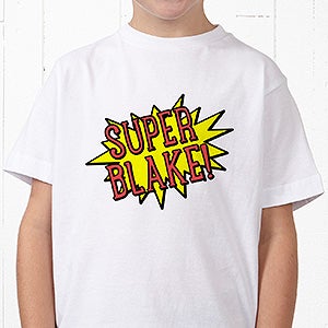 Personalized Super Hero Youth T-Shirt - Youth Large (14-16) - Royal Blue