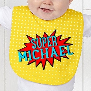 Personalized Super Hero Baby Bib