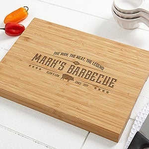 The Man, The Meat, the Legend Personalized Bamboo Cutting Board- 10x14