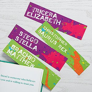 Dinosaur Personalized Paper Bookmarks Set of 4