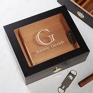Premium Black Personalized Cigar Humidor 50 Count - #15745