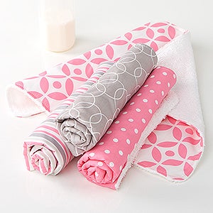 Trendy Baby Girl Burp Cloth Set