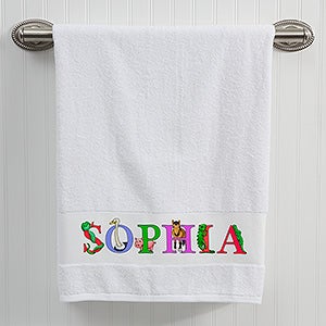 Alphabet Animals Personalized Bath Towel