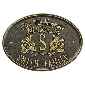Bless Our Home Personalized Aluminum Plaque - Bronze/Gold