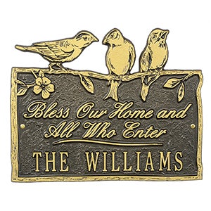 Birds on a Branch Personalized Aluminum Plaque - Bronze/Gold