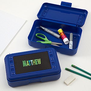 All Mine! Personalized Blue Pencil Box