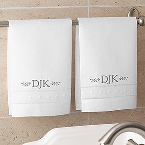 Meadow Monogram Personalized Linen Guest Towel Set
