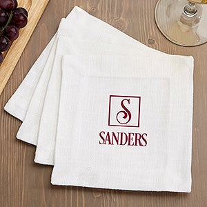 Square Monogram Personalized Cloth Cocktail Napkins-Set of 4